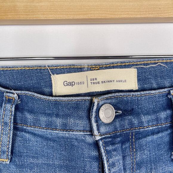 Gap Womens Size 28 R True Skinny Ankle Jeans Medium Indigo Wash Cotton Stretch - Picture 7 of 13